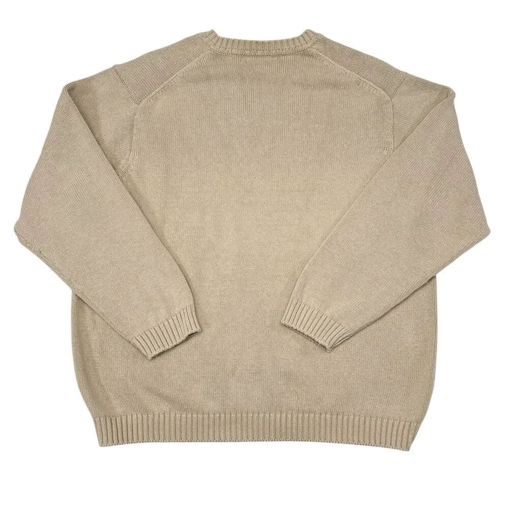 Vintage LL Bean Sweater Mens Size XL Tall Tan V Neck Pullover Knit Casual‎